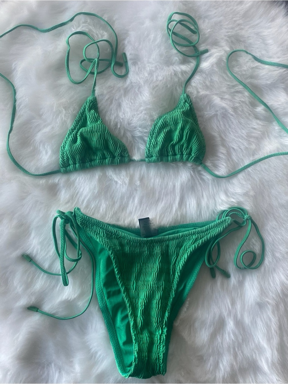 triangl swimwear Bright Emerald Textured Bikini Set